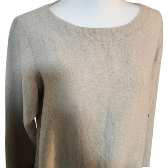 🇨Maiwa Handprints Studio,Minimalist Taupe Shift, 100% Linen Dress with Pockets - Picture 5 of 11